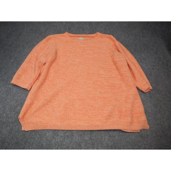 Croft & Barrow Coral Cotton Knit Sweater Plus Size 2X Orange 3/4 Sleeve Pullover - Picture 1 of 11